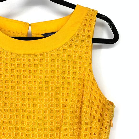 Tommy Hilfiger Fit & Flare Dress Womens Sz 8 Laser Cut Sleeveless Orange Yellow - Picture 3 of 6